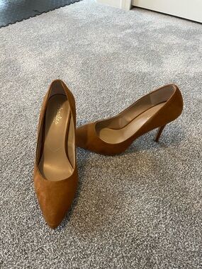 Charles David Tan Suede Pointed-Toe Pumps